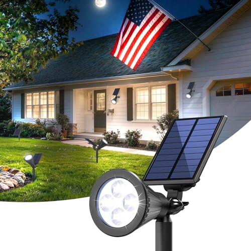 Solar Lights Outdoor Waterproof IP65,6500K Super Bright LED,2 Lighting Modes, Solar Powered Yard Garden Solar Spot Lights for Flag Landscape Auto On/Off-1 Pack - color: Cool White, size: 1 Pack