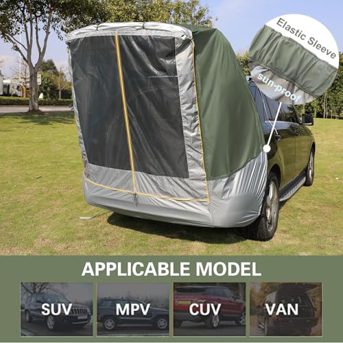 SUV Tent Car Awning, UPF 50++ with Portable Waterproof Storage Bag, Tear-Resistant, Large Space, Good Vision, Smooth Ventilation, Suitable for Outdoor Beach Camping Auto Canopy Shade… - color: Green