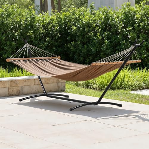 FDW Portable 9FT Hammock Stand, Heavy Duty Hammock Stand, Portable Steel Stand Only for Outdoor Patio or Indoor with Carrying Case (No Hammock) - color: No Hammock Black