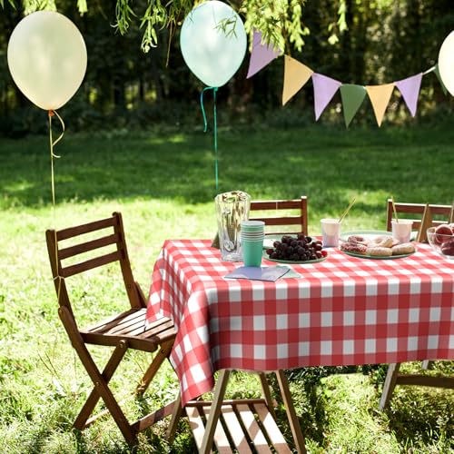 2 Packs Red Gingham Picnic Tablecloths 54 * 108 Inch Red and White Checkered Table Cloths Disposable Red Checke Rectangular Table Plastic Tablecloths for Party - color: Red Gingham, size: 54" x 108" Rectangular (2 Pack)