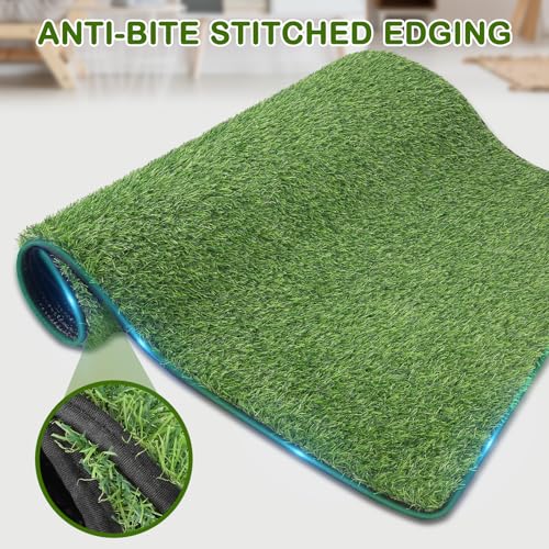 Artificial Grass for Dogs Potty, Reusable Pet Training Mat for Home and Travel, Washable Hemmed Edge Grass Pee Pad with Drainage Holes, Easy to Clean (31"x51") - size: 31"x51"