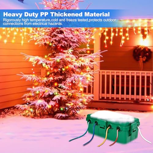 Hrensaw Medium Outdoor Electrical Box(10.6x5.7x4.9inch),Weatherproof Connection Box w/6 Cable Entry,IP54 Waterproof Extension Cord Cover Protect Power Strip,Timer,Plug,Holiday Lights,Green - color: Green, size: Medium