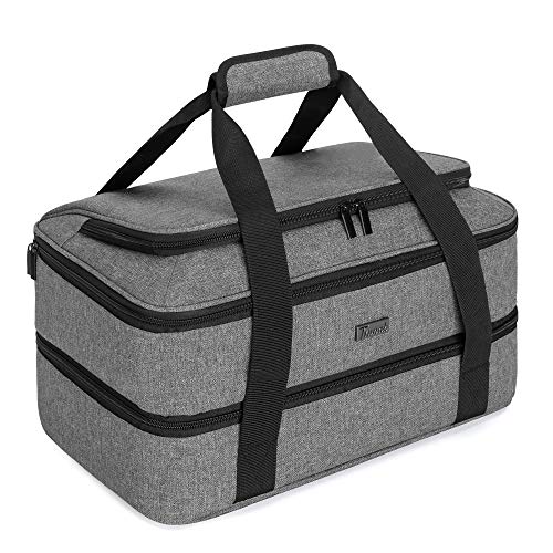Trunab Casserole Carrier for Hot or Cold Food Insulated Casserole Dish Carrier Thermal Tote Bag for Picnic, Fits 9"×13" Baking Dish, 11 x 15 Foil Pans, Grey