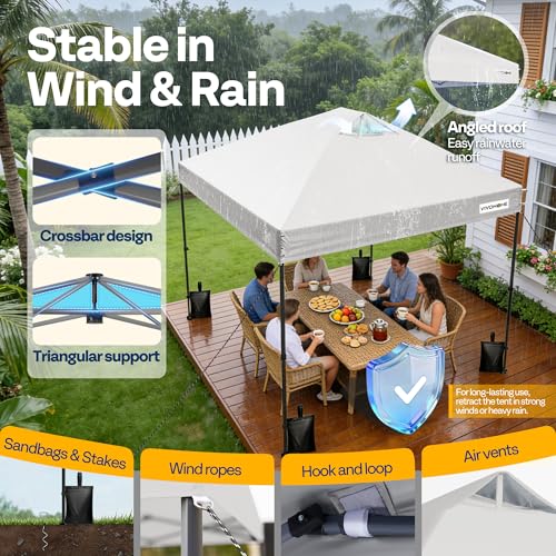 VIVOHOME 10x10ft Pop Up Canopy Tent One Push Setup Outdoor Portable Shelter Tent Heavy Duty with Wheel Carry Bag and 4 Sandbags, White - color: White, size: 10x10 ft
