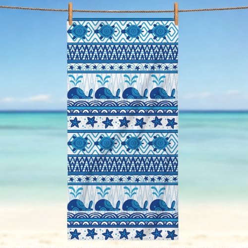 Whale Turle Microfiber Lightweight Beach Towel Sand Free Quick Dry Absorbent Thin Towels Blanket for Swimming Pool Camping Beach Vacation Essentials Accessories Travel Things for Cruise Gym - color: Lcs Multicolor 1533