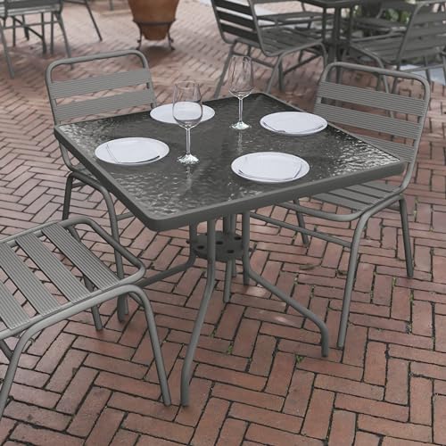Flash Furniture Barker 31.5'' Square Tempered Glass Metal Table, Silver - color: Clear Top/Silver Frame, size: 31.5" Square