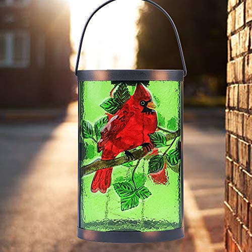 Hanging Solar Lantern Outdoor Decorative Waterproof LED Solar Cardinal Lights Tabletop Lamp for Outdoor Patio Garden - style: Red Cardinal