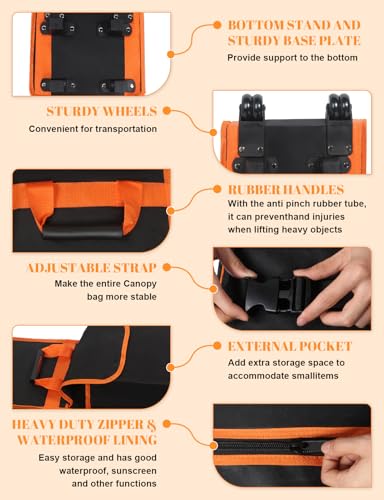 10 x 10 x 63 Inch Tent Bag Replacement Part, Canopy Bag Tent Storage Bag Designed for 10 x 10 Pop-up Tents, Comes with Handles and Rollers for Easy Carrying, 800D Waterproof Oxford Fabric - style: 63*10*10 in