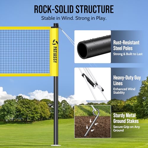 Badminton Set for Backyard, Outdoor Badminton Net with Anti-Sag Design, 4 Professional Badminton Rackets, 4 Shuttlecocks and Carry Bag for Lawn or Beach - color: A-Yellow