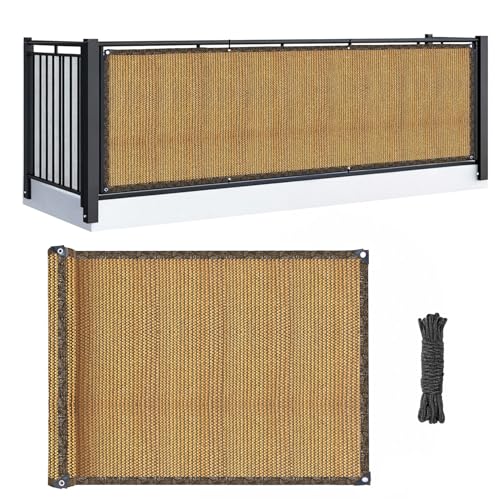 RAINFLOW Fence Privacy Screen Outdoor - Balcony Privacy Screen Garden Mesh Fence Panels Shade Cloth Decorative Plastic Covering Porch Screens Cover for Apartment Patio Backyard Wall 3' x 10' Brown