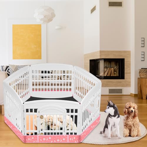 Marsui Dog Playpen Bottom Pad Fits for 36inch W and 24inch H 6 Panels Exercise Pet Dog Mat Puppy Crate Pad Reusable Washable Pet Training Pee Mat Hoop and Loop Design, Playpen Not Included(Pink) - color: Pink