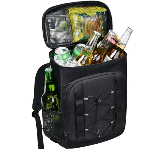 33 Cans Insulated Backpack Cooler - Leakproof Waterproof Lightweight Soft Coolers Bag for Camping Picnic Hiking Beach and Lunchbox Backpacks Bags-Leak Proof Ice Chest Back Pack - color: Black