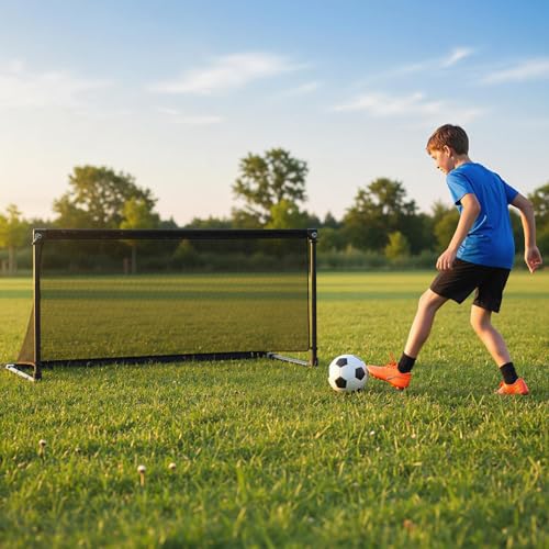 Goplus Soccer Goal, Portable Toddler Soccer Net with Metal Frame, Ground Stakes, Quick Setup, Foldable Soccer Training Equipment for Outdoor Practice Games - style: 59" x 28" x 30"
