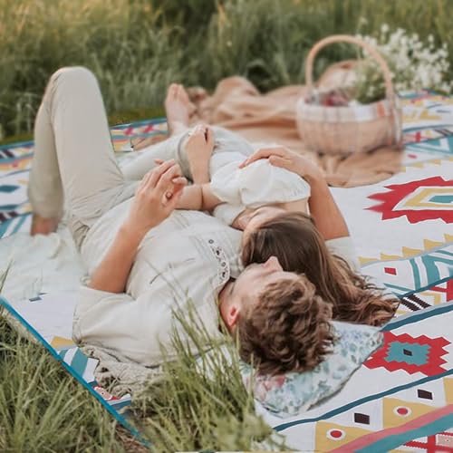 YRXRUS Picnic Blankets, Flying Chess Picnic Mat for Waterproof Foldable, 79”x79” Extra Large Thick, Sandproof Oversized Outdoor Mat, for Parties, Camping, Park, Travel, Grass Gifts