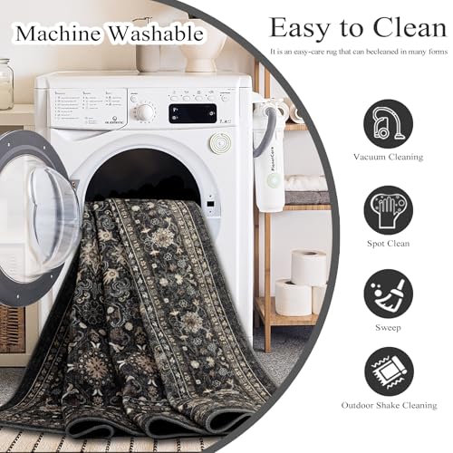 Ruaruarug Area Rug Non Slip Machine Washable Ultra Soft Living Room/Bedroom/Kitchen/Outdoor/Classroom, Black Grey, 9'×12' - color: Dark Grey, size: 9' x 12' (Rectangular)