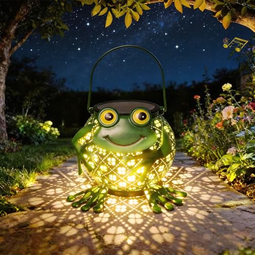 Solar Lanterns Outdoor, Solar Lights Outdoor Garden Decor, Waterproof Outdoor Hanging Lantern Solar Garden Lights Frog for Outside Patio Yard, Lawn, Porch, Backyard Decoration - style: Frog