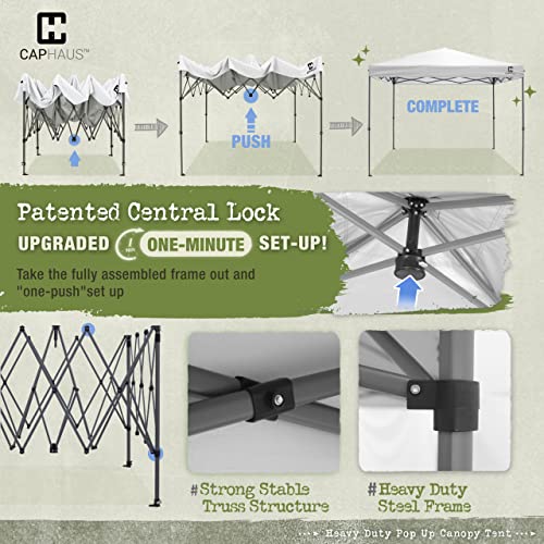 Fencer Wire 10ft x 10ft Pop Up Canopy Tent, Heavy-Duty Commercial Grade with Patented One-Push Central Locking, Portable and Instant Folding Shelter with Wheeled Carry Bag and Weight Bags, Dark Grey - color: Dark Grey, style: 10x10