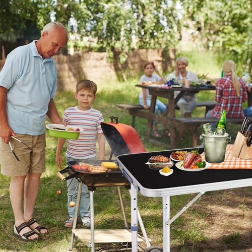 4.0 Ft Folding Portable Camping Table with Three Adjustable Heights, RV Tables for Inside a Camper, Outdoor, BBQ, Dining, Picnic, Cooking, Beach, Garden, Black - color: Black, size: 4 FT
