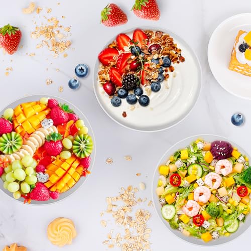 EI 8pcs Wheat Straw Bowls Set,Unbreakable Reusable Plastic Bowls,BPA-Free Lightweight Cereal, Salad & Soup Bowls,Ideal for Breakfast, Picnic, Party or Dinner - color: Grey Wheat Straw Bowls
