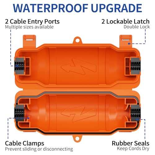3 Pack Outdoor Extension Cord Safety Cover with Waterproof Seal IP54 Water-Resistant, Weatherproof Electrical Connection Box with 2 Latches, Plug, Socket, Holiday Decoration Light, Orange - color: Orange, size: 3 Pack