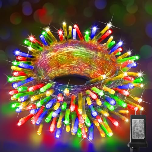 KNONEW Christmas String Lights Indoor Plug in,60FT 180LED Outdoor Waterproof Fairy Lights,8 Lighting Modes,Timer Memory Function for Bedroom Patio Balcony Party (Multicolor) - color: Multicolor, size: 60FT 180 LED