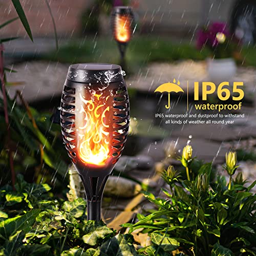 Toodour Solar Torch Flame Lights, 12 Pack Solar Lights Outdoor with Flickering Flame, Waterproof Patio Light Landscape Decoration Lighting for Garden, Lawn, Yard, Outdoor Decorations - color: Warm White, size: 12 Pack