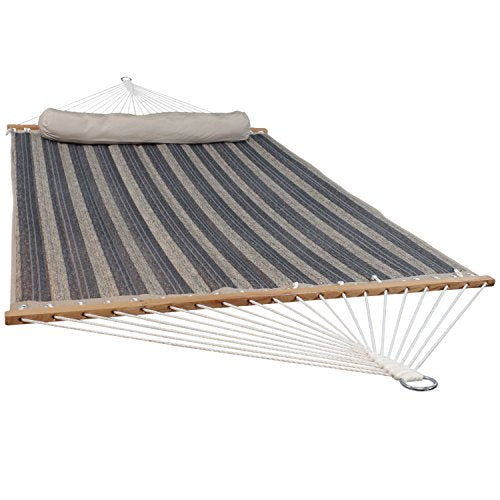 Sunnydaze Quilted Double Hammock for Outside with Spreader Bars and Pillow - 450 lb Capacity, 74x55 Inch Bed, UV Resistant, Quick Dry - Chains Included, Stand Sold Separately - Mountainside - color: Mountainside