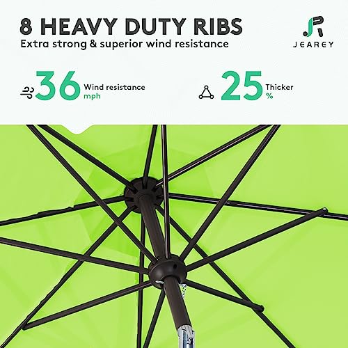 JEAREY 9FT Outdoor Patio Umbrella Outdoor Table Umbrella with Push Button Tilt and Crank, Market Umbrella 8 Sturdy Ribs UV Protection Waterproof for Garden, Deck, Backyard, Pool (Apple Green) - color: Apple Green