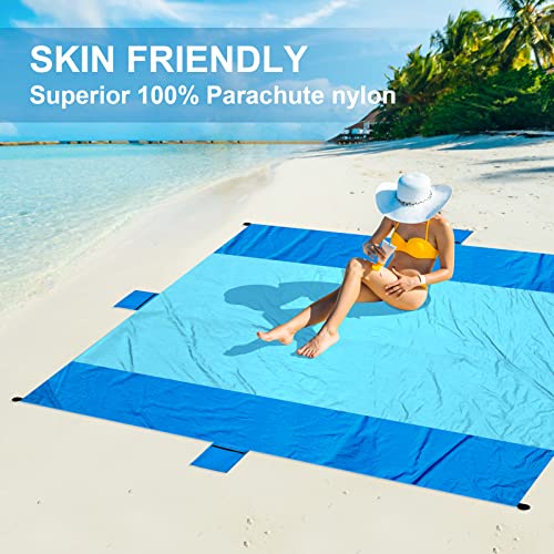 ACH Beach Blanket Waterproof Sandproof Extra Large Beach Mat Oversized 120"×108" Portable Lightweight Outdoor Family Mat for Indoor Outside Picnic Camping Hiking Travel - color: Dark Blue