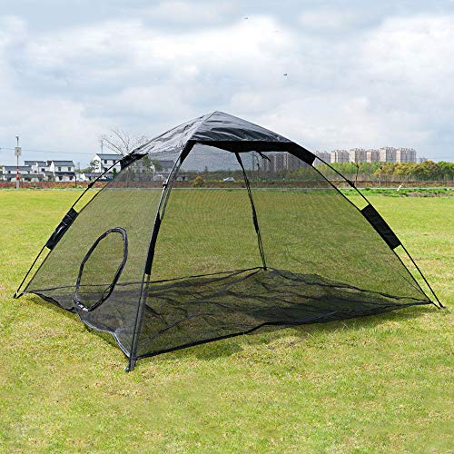 Portable Large Pop Up Pet Cat Tents Enclosures for Outside Patio - color: Black-With Rain Fly