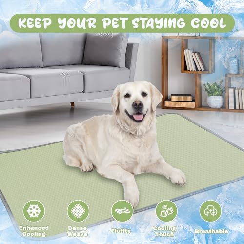 Buvlnee Summer Dog Cooling Mat Washable Ice Silk Self Cool Pad for Small Medium Large Dogs and Cats, Pet Sleeping Pad for Crate, Bed, Indoor & Outdoor Floor, Car Seats - color: Green, size: 27x22in
