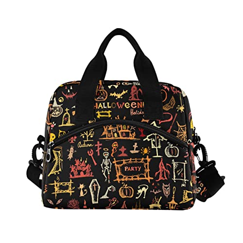 Halloween Insulated Lunch Bag Reusable Lunch Tote Bag Cooler Bag for Women Men Adult Lunch Box with Adjustable Shoulder Strap Leakproof Lunch Bag for Work School Picnic Camping - color: Halloween