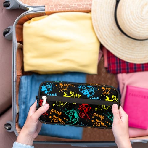 Kids Travel Toiletry Bag - Waterproof Hanging Cosmetic Hygiene Bags for Boys Men - Video Game Large Shave Kit for Toiletries Accessories Bathroom Stuff - color: Video Game