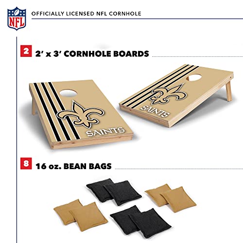 Wild Sports 2' x 3' Solid Wood Cornhole Set with Direct Print HD Team Graphics – Great Gift for Any Football Fan! Bean Bag Toss Family Outdoor Games – NFL New Orleans Saints