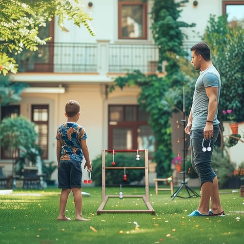 GOTHINK Wooden Ladder Toss Game Set - Finished Wood Toss Set with Ladder Ball Bolos - Indoor & Outdoor Game for Kids & Adults - color: Ladder Toss 2 Set