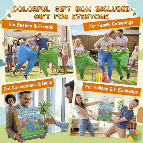 Granny Pants Yard Game, Granny Pants Outdoor Party Game, with Bouncy Balls, Storage Bag & Air Pumps – Funny Easter Lawn Games for Adults, Groups, Backyard Party & Family Gatherings - color: Green+Blue