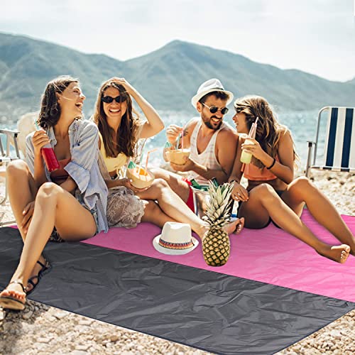 Beach Blanket Large Fast Drying Durable Lightweight Compact Outdoor Mat 79"x 55" - Sandproof Waterproof Picnic Mat for Travel, Camping, Hiking (Pink) - color: Pink