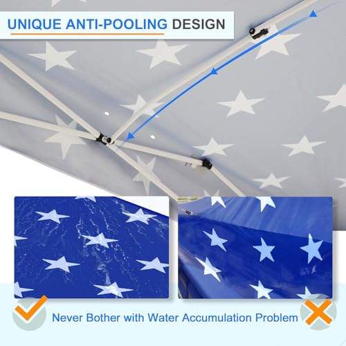 EAGLE PEAK Pop Up Canopy Tent with Wheeled Carry Bag, 8 Stakes, 4 Ropes, 4 Weight Bags, Easy Set Up Tent Canopy, 12x12 ft, 144sqft of Shade, American Flag - color: American Flag, size: 12x12