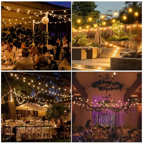 Yusist 104FT(98+6) Solar String Lights Outdoor Waterproof, Solar Powered Patio Light with 30+2 Dimmable S14 Edison Bulbs Shatterproof & Remote Control, Solar String Lights for Outside Garden Backyard - size: 104ft
