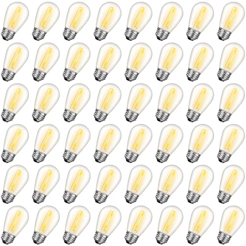 GvvooHome 48 Pack S14 LED Replacement Bulbs for Outdoor String Lights, Shatterproof 1W E26 LED Bulbs, Waterproof Outdoor Light Bulbs for Patio Light, Soft White 2200K - size: 48 Count