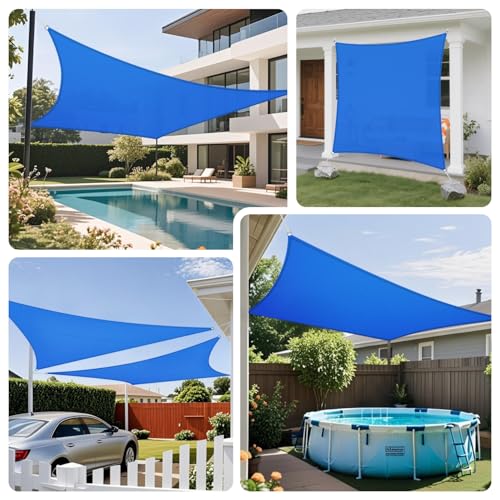 Bynbbur Sun Shade Sail 10'x13' Rectangle Shade Cloth for Garden, Permeable Shade Canopy Outdoor Patio Covers for Pergola Backyard Deck Outside Activity, Blue