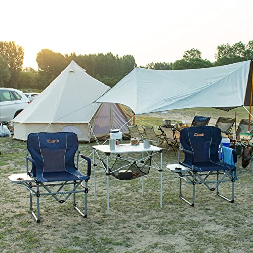 iClimb Lightweight Stable Alu. Folding Square Table Roll Up Top with Carry Bag for Camping Picnic Backyards BBQ Camp Kitchen (Nature, L) - color: Nature, size: Large