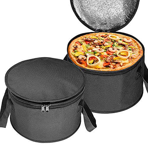 Yalin 2 Pack 12.5X7.8 Inch Round Lunch Bags, Insulated Thermal Pastry and Pie Carrier, Reusable Cake Cooler and Casserole Carrier Bags for Potluck, Picnics Food Delivery (Black Color) - color: Black Color
