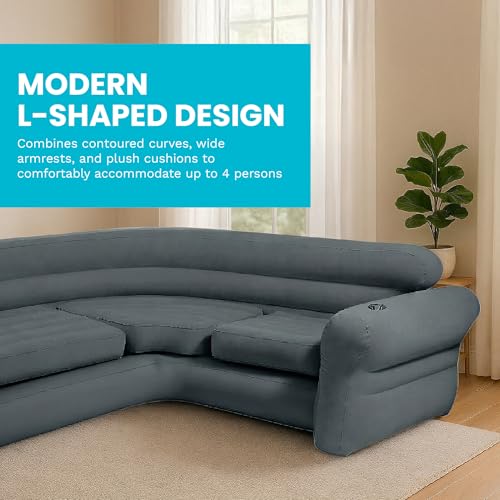 Intex Inflatable Corner Sofa, L-Shaped Couch, Blow Up Air Furniture
