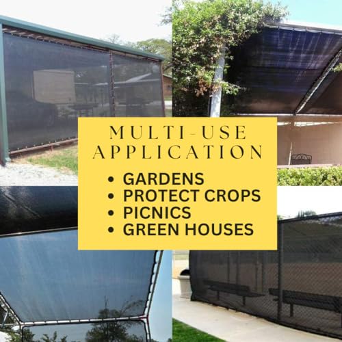 SUN GUARD Sunshade Net | 8' x 10' Black HDPE | UV Protection | Breathable Knitted Fabric | Reinforced Grommets | Versatile Outdoor Use - color: Black, size: 8' x 10'