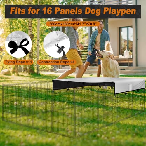 LYHNMW Dog Playpen Cover, 600D Oxford Fabric Dog Pen Canopy with Sun and Rain Protection, Specialized Fits for 24/32/40/45/50" Panels Playpen(Only Cover) - size: Fit 16 Panels
