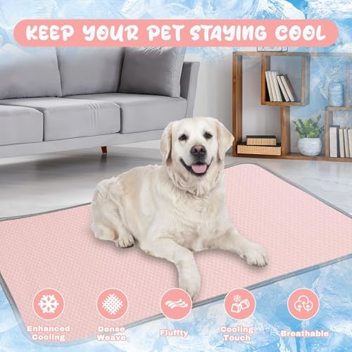 Summer Dog Cooling Mat Washable Ice Silk Self Cool Pad for Small Medium Large Dogs and Cats, Pet Sleeping Pad for Crate, Bed, Indoor & Outdoor Floor, Car Seats - color: Pink, size: 59x40in