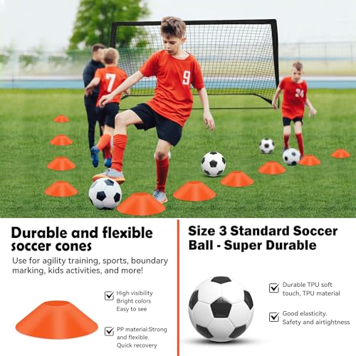 Portable Pop Up Soccer Goal - 6x4ft Backyard Training Equipment with Soccer Ball, Scoring Target Cloth, and Conesl,Fencing Training Equipment，Baseball & Softball Protective Screens