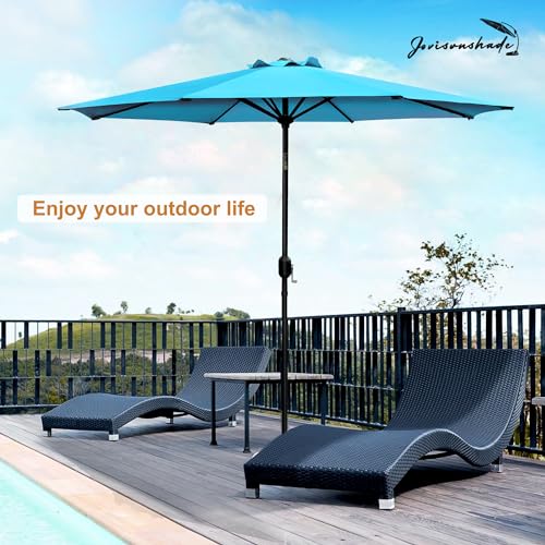 7.5ft Patio Umbrella - Outdoor Table Umbrella with Push Button Tilt and Crank, UPF 50+, Waterproof, For Garden, Deck, Backyard, Pool and Beach - Sky Blue - color: Sky Blue, size: 7.5FT