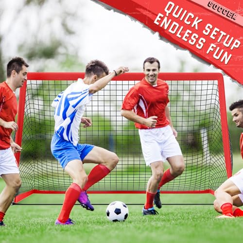 KTRIO 6x4 ft Soccer Goal for Backyard, Portable Soccer Net, Large Foldable Soccer Goals with Carry Bag for Kids Youth Teens Sports - style: Basic